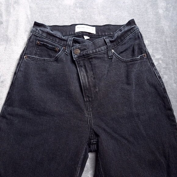 Abercrombie & Fitch 90s Slim Straight Ultra High Rise Curve Love Jeans 27 Black - Picture 5 of 8